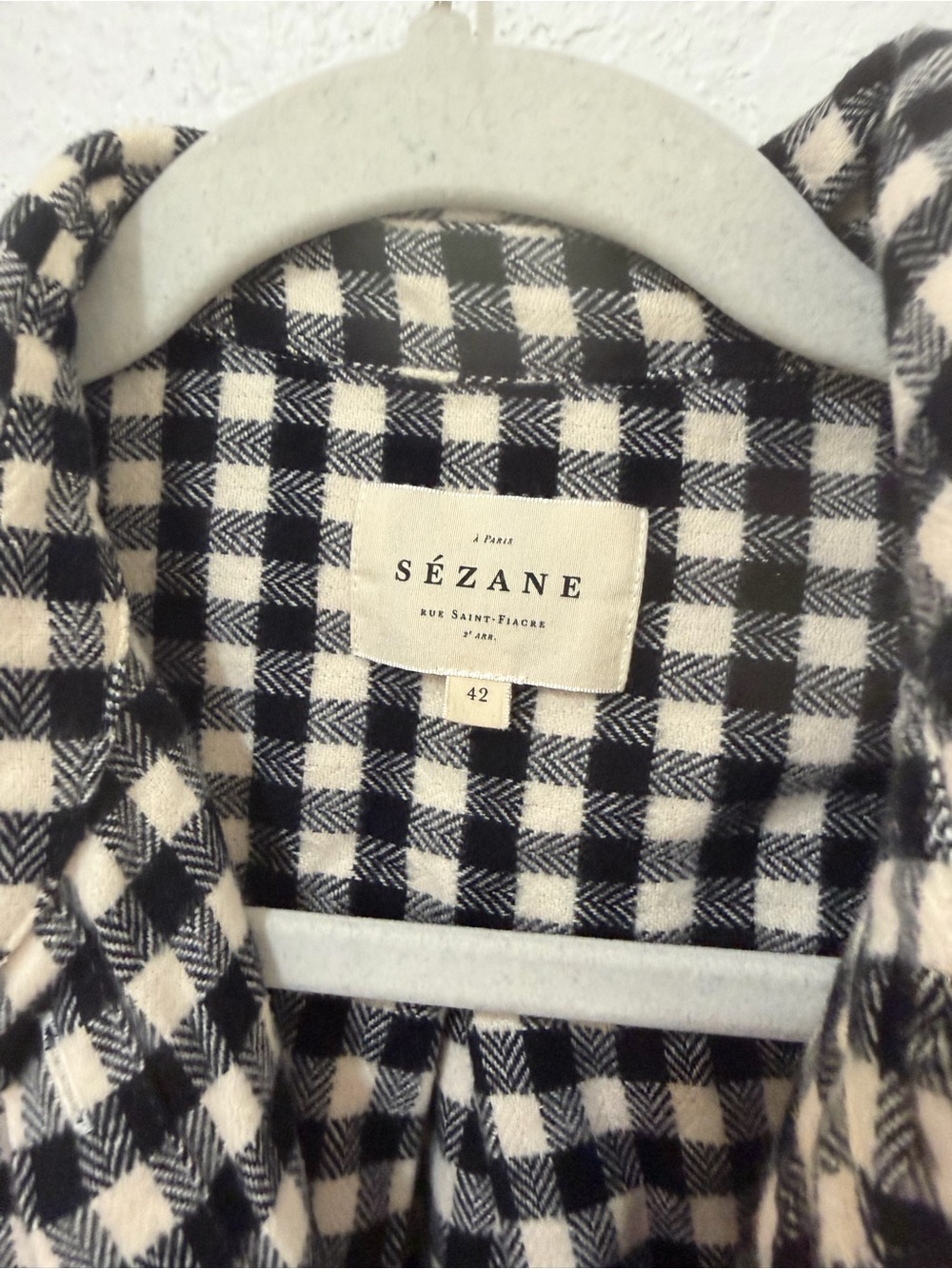 Sézane Black & Cream Gingham Flannel Shirt